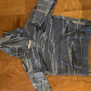 Thin Blue Camo Sweatshirt with Side Zipper